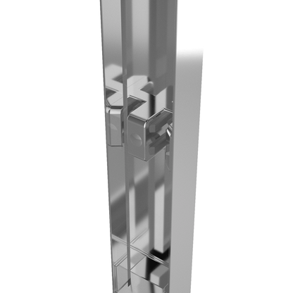 60-inch shower enclosure, double sliding doors, 1/4-inch (6mm) tempered safety glass.