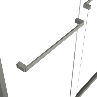 60-inch shower enclosure, double sliding doors, 1/4-inch (6mm) tempered safety glass.