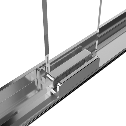 60-inch shower enclosure, double sliding doors, 1/4-inch (6mm) tempered safety glass.