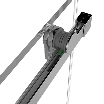 60-inch shower enclosure, single sliding door, transparent 3/8-inch (10mm) tempered safety glass.