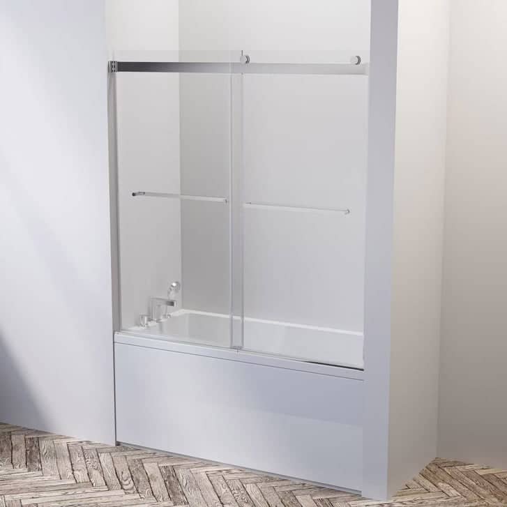 60 in. Frameless Reversible Bypass Bathtub Door