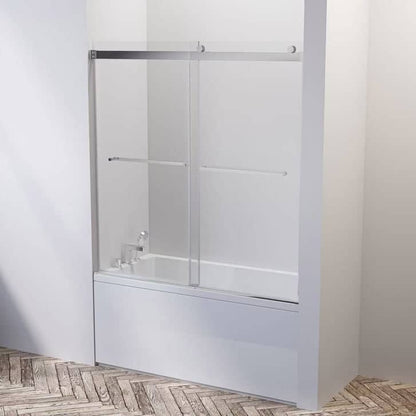 60 in. Frameless Reversible Bypass Bathtub Door