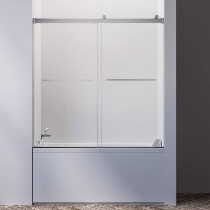 60 in. Frameless Reversible Bypass Bathtub Door