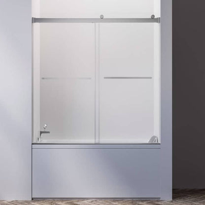 60 in. Frameless Reversible Bypass Bathtub Door